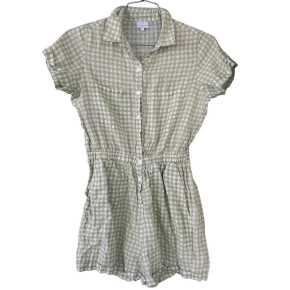 Dear Georgie Women's Romper Green Gingham M - Picture 2 of 5